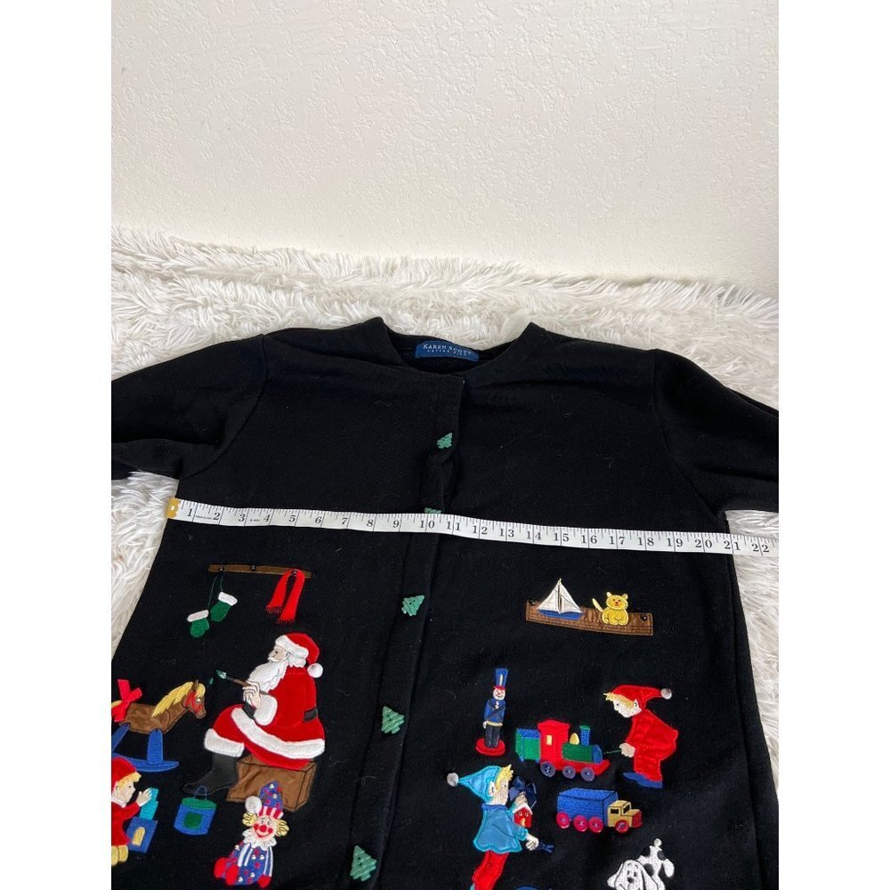 Karen Scott Christmas Vintage Button up Jacket M Santa Holidays - Picture 4 of 7